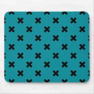 Tapis De Souris Croix noire sur turquoise