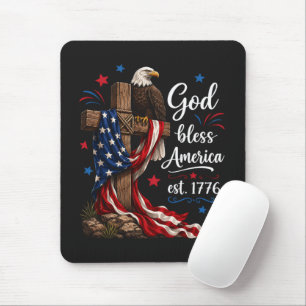Tapis De Souris Croix patriotique Dieu bénisse l'Amérique
