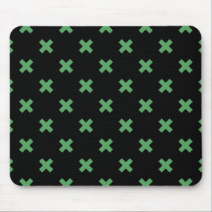 Tapis De Souris Croix verte coutures sur noir