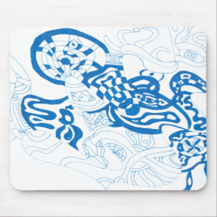 Tapis De Souris Croquis bleu, abstrait
