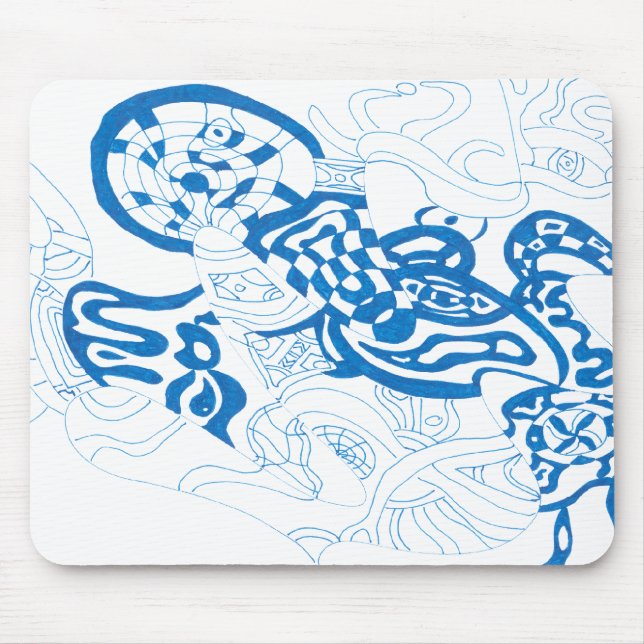 Tapis De Souris Croquis bleu, abstrait (Devant)
