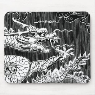 Tapis De Souris Croquis en encre de dragon chinois traditionnel