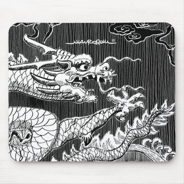 Tapis De Souris Croquis en encre de dragon chinois traditionnel (Devant)
