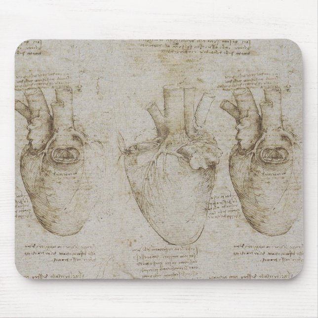 Tapis De Souris Croquis humains d'anatomie du coeur de da Vinci (Devant)