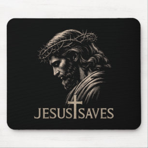 Tapis De Souris Cros Hugvyn Jésus Sauve La Foi Chrétienne Minimali