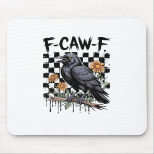 Tapis De Souris Crow Flowral, F-Caw-F Funny Bird FCAWF Moon Gothiq