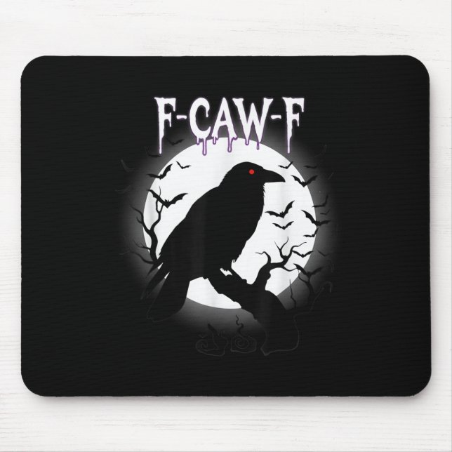Tapis De Souris Crow gothique F-caw-f Lune Halloween Tee (Devant)