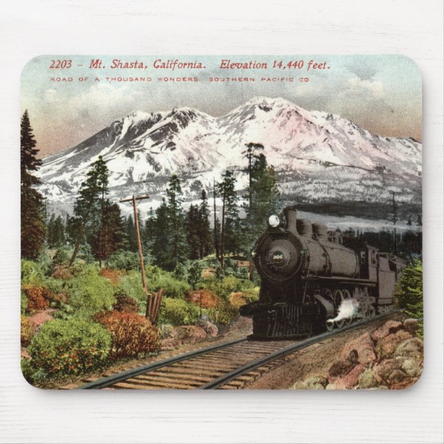Tapis De Souris Cru 1912 du sud de Pacifique Mt. Shasta (Devant)