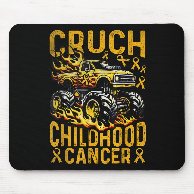 Tapis De Souris Crush Childhood Cancer Awareness Monster Truck &am (Devant)