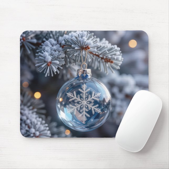 Tapis De Souris Crystal Christmas Snowflake Ornament (Avec souris)
