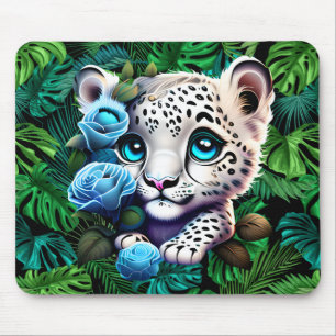 Tapis De Souris Cub de léopard blanc topique