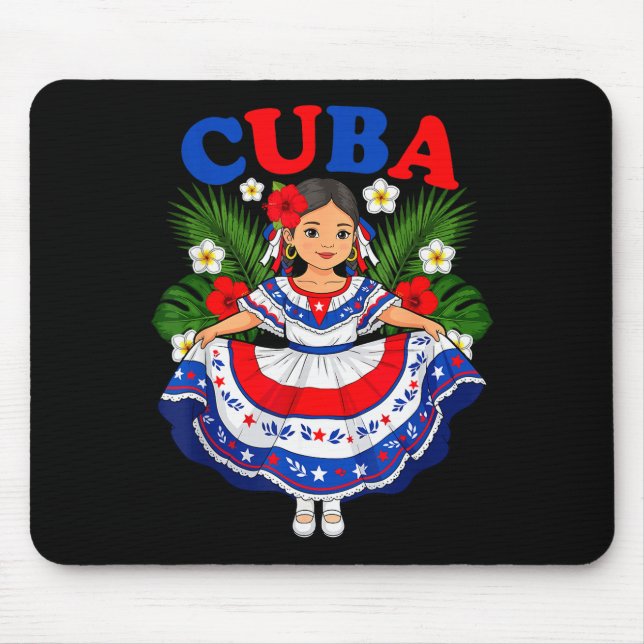 Tapis De Souris Cuba Cuban Girl Traditional Dress Trocal Flowers  (Devant)