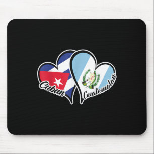 Tapis De Souris Cuba Guatemala Drapeau Coeur moitié Cubain moitié