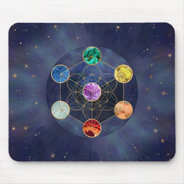 Tapis De Souris Cube de Metatron Chakras Géométrie sacrée (Devant)