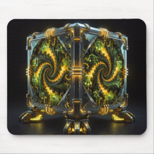 Tapis De Souris Cube de Newton Vert et Jaune Fractal