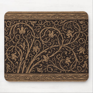 Tapis De Souris Cuir à outils Brown Art Nouveau Floral