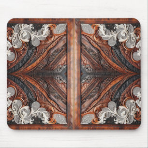 Tapis De Souris Cuir multicolore et élégante dentelle rustique