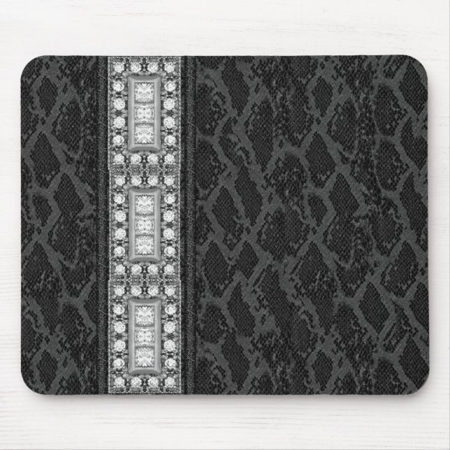 Tapis de souris cuir noir diamants (047-051) (Devant)