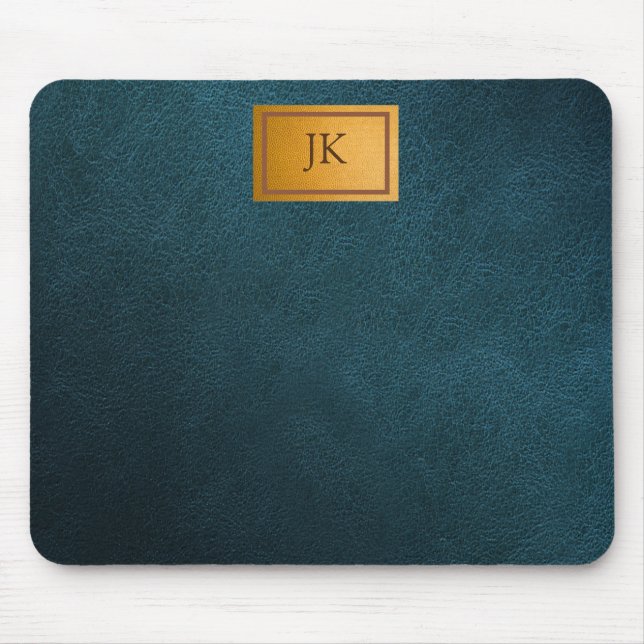 Tapis De Souris Cuir vert élégant, Monogramme   (Devant)