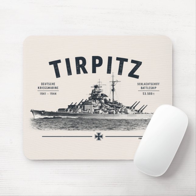 Tapis de souris cuirassé Tirpitz (Avec souris)