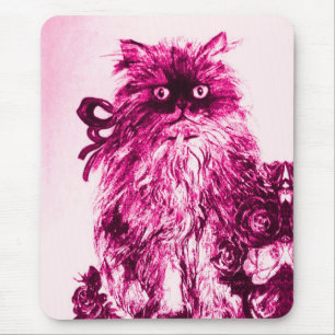 Tapis De Souris CUISINE AVEC ROSES, Aquarelle blanche rose Fuchsia