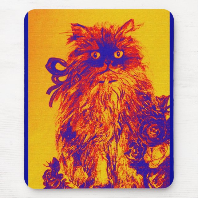 Tapis De Souris CUISINE AVEC ROSES, Jaune Bleu Orange (Devant)