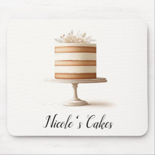 Tapis De Souris Cuisine de boulangerie de gâteau floral blanc de c