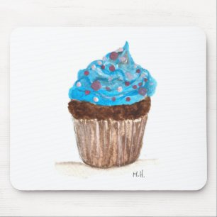 Tapis De Souris Cuisine de la fête du cupcake bleu