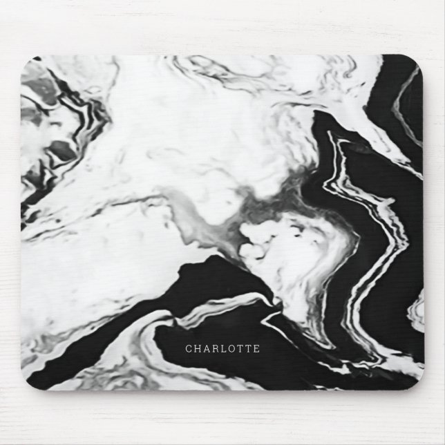 Tapis De Souris Cuisine moderne Panda blanc Marbre noir Nom person (Devant)