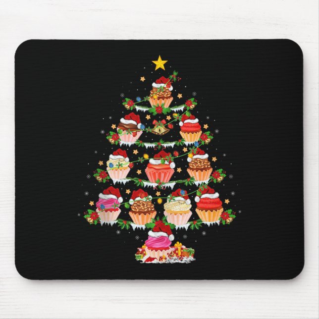 Tapis De Souris Cupcake Christmas Tree Lights Funny Fast Food Cupc (Devant)