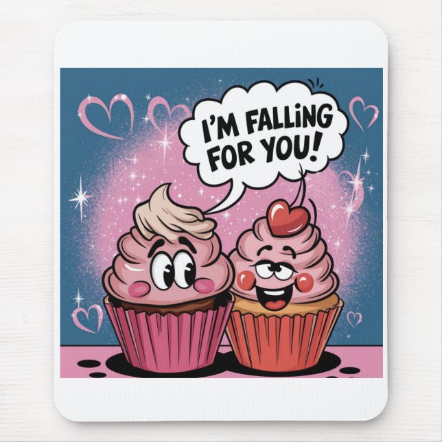 Tapis De Souris Cupcake rose pour la Saint-Valentin  (Devant)