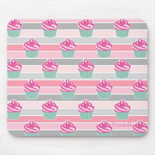Tapis De Souris Cupcakes Mignons Adorables, Bandes - Personnalisé (Devant)