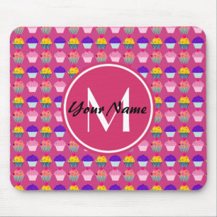 Tapis De Souris Cupcakes Rose Monogrammes, Nom Personnalisé
