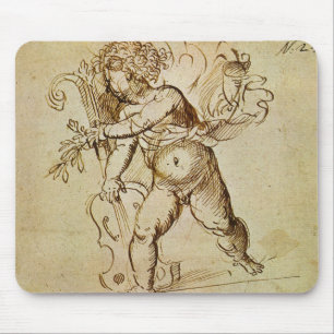 Tapis De Souris Cupidon avec un violon par Domenico Campagnola