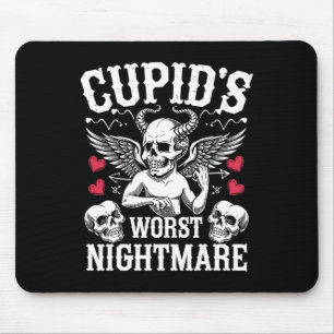 Tapis De Souris Cupidon's Worst Effrayant Night Skull Art Valentin