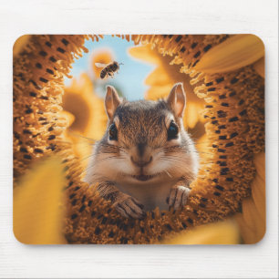 Tapis De Souris Curieux Chipmunk Jeter Un Coup D'Oeil À Travers To