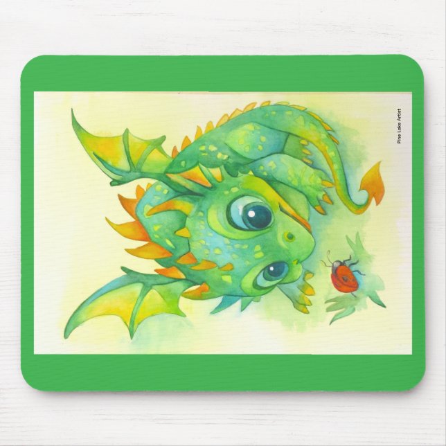 Tapis de souris Curieux Dragon Vert (Devant)