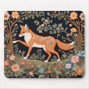 Tapis De Souris Curieux Fox Faux Broderie Élégant Floral