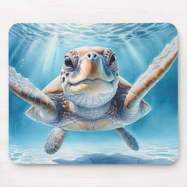 Tapis De Souris Curieux Mousepad de tortue de mer (Devant)