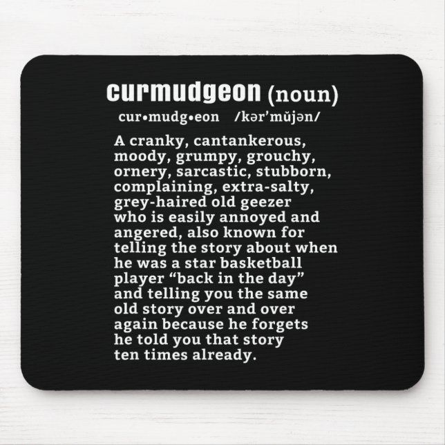 Tapis De Souris Curmudgeon (bysketbyll Version) Fun Senior Citizen (Devant)