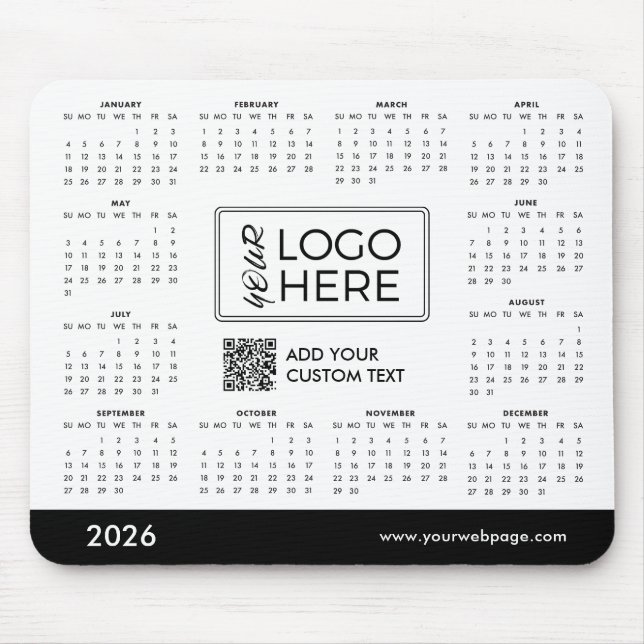Tapis De Souris Custom 2026 Calendar Business Logo (Devant)