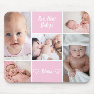 Tapis De Souris Custom 5 Photo New Baby Girl Pink