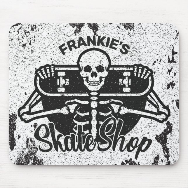 Tapis De Souris Custom ADD NAME Skull Skate Shop (Devant)