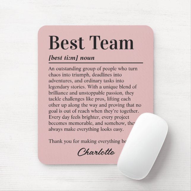 Tapis De Souris Custom Best Team Definition Thank You Team (Avec souris)