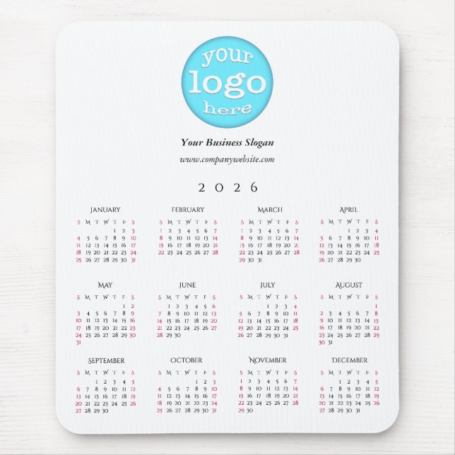 Tapis De Souris Custom Company Business Logo Office 2026 Calendar (Devant)