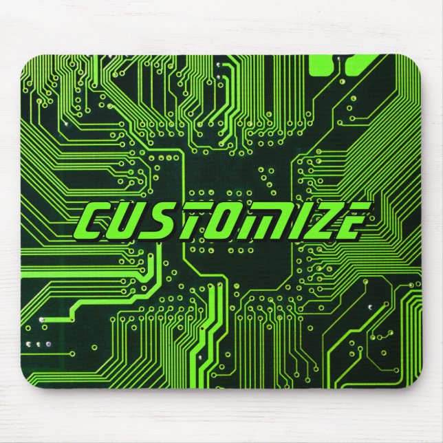 Tapis De Souris Custom Cyber Green PCB Circuit Board Tech Art (Devant)