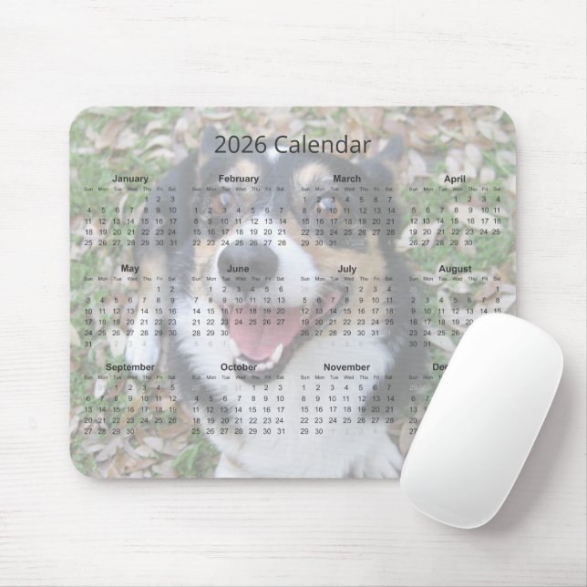 Tapis De Souris Custom Dog Photo Cute Pet 2026 Calendar Magnet (Avec souris)