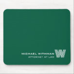Tapis De Souris Custom GREEN Monogram, Name & Profession<br><div class="desc">Modern personalized mouse pad with monogram and professional name—perfect for office décor or business gifts. Elevate your desk setup with this custom GREEN mouse pad, designed with your monogram in a refined line-style font and your name and professional title in an elegant serif typeface. The bright white text creates a...</div>