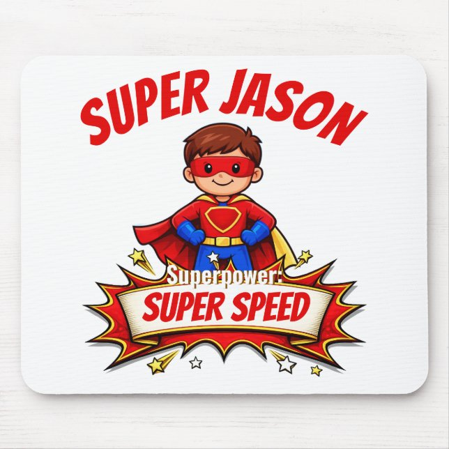 Tapis De Souris Custom Kids Superhero Name & Superpower (Devant)