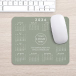 Tapis De Souris Custom Logo Promotional Business 2026 Calendar<br><div class="desc">This professional design features a modern, minimalist layout with a sage green background and clean white text for superior contrast and readability. The full 2026 calendar is clearly displayed across the surface, organized into twelve monthly grids. Centered prominently are placeholders for your company's logo, slogan, and website, creating a powerful,...</div>